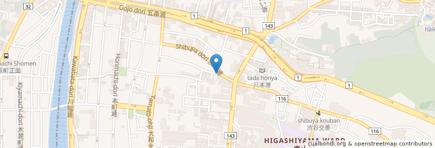 Mapa de ubicacion de 東山在宅介護支援センター en Japan, Präfektur Kyōto, 京都市, 東山区.