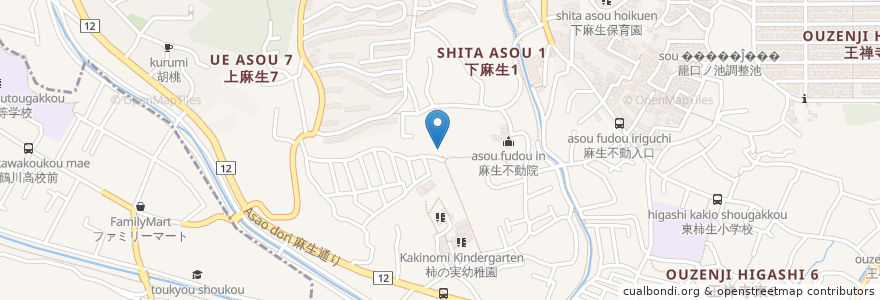 Mapa de ubicacion de 月讀神社 en 日本, 神奈川県, 川崎市, 麻生区.