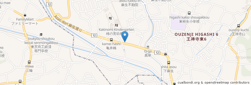 Mapa de ubicacion de ガスト 柿生店 en Japan, Präfektur Kanagawa, 川崎市, 麻生区.