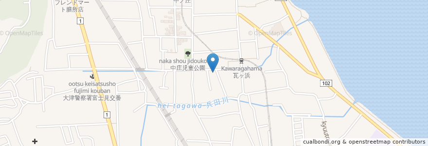 Mapa de ubicacion de 大津市立膳所老人憩の家 en Япония, Сига, 大津市.