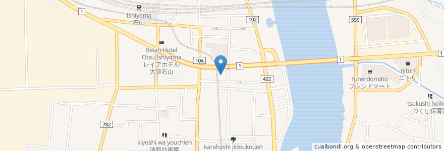 Mapa de ubicacion de 晴嵐児童遊園 en Giappone, Prefettura Di Shiga, 大津市.