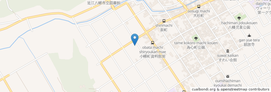 Mapa de ubicacion de 本町老人憩の家 en 日本, 滋賀県, 近江八幡市.