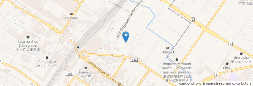 Mapa de ubicacion de 渋川中央児童遊園 en Giappone, Prefettura Di Shiga, 草津市.