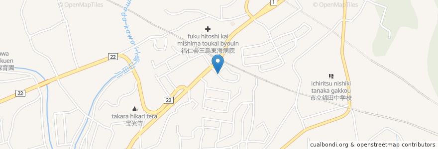 Mapa de ubicacion de 三島市立養護老人ホーム en 日本, 静岡県, 三島市.