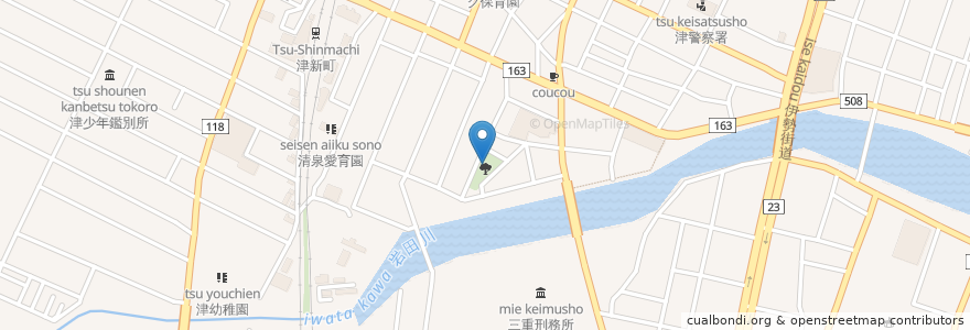 Mapa de ubicacion de 三番町児童遊園 en Japão, 三重県, 津市.