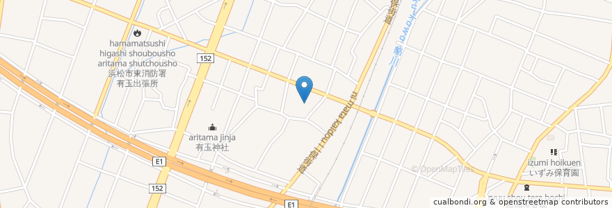 Mapa de ubicacion de 在宅介護支援センターありたま en Japan, Shizuoka Prefecture, Hamamatsu, Higashi Ward.