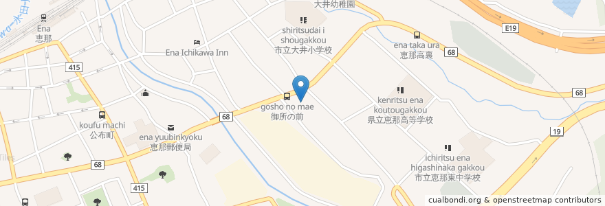 Mapa de ubicacion de 大井児童センター en Japan, Gifu Prefecture, Ena.