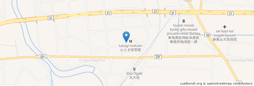 Mapa de ubicacion de 大垣市さつき寮 en Japan, Gifu Prefecture, Ogaki.