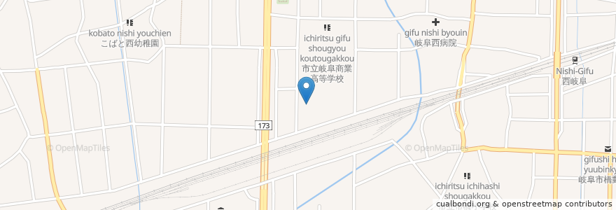 Mapa de ubicacion de 西児童センター en 日本, 岐阜县, 岐阜市.