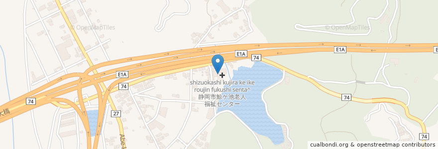 Mapa de ubicacion de 静岡市鯨ケ池老人福祉センター en ژاپن, 静岡県, 静岡市, 葵区.