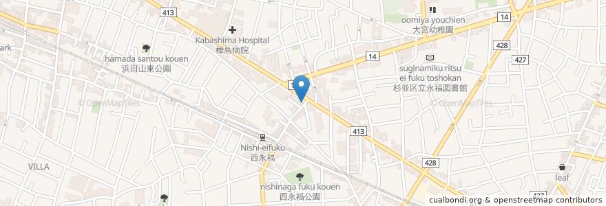 Mapa de ubicacion de 西永福薬局 en Japonya, 東京都, 杉並区.