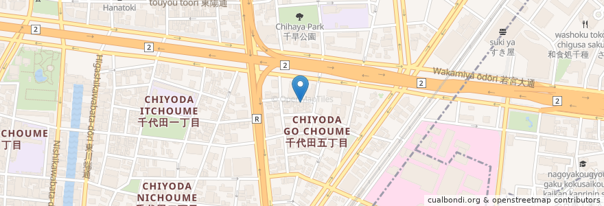 Mapa de ubicacion de 喫茶店　天 en Japan, Aichi Prefecture, Nagoya, Naka Ward.