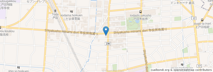 Mapa de ubicacion de 群馬銀行 en اليابان, 埼玉県, 戸田市.