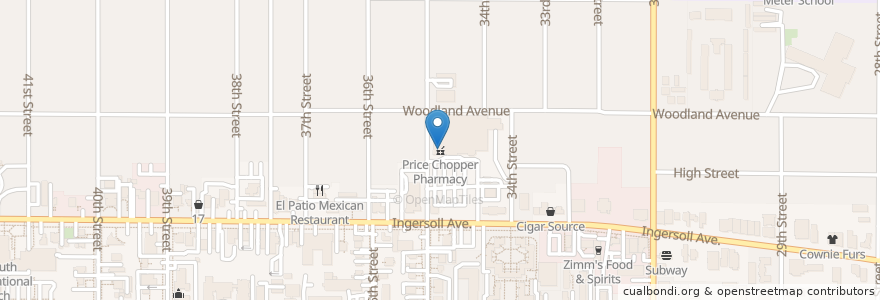 Mapa de ubicacion de Price Chopper Pharmacy en الولايات المتّحدة الأمريكيّة, آيوا, Polk County, Des Moines.