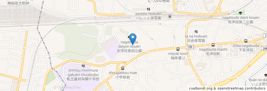 Mapa de ubicacion de 大石神社 en Japão, 神奈川県, 横浜市, 緑区.
