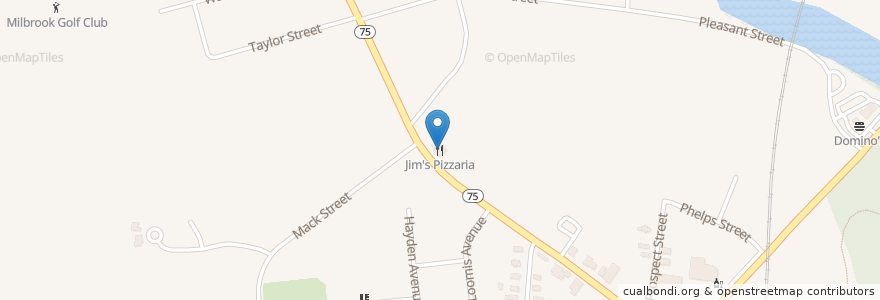 Mapa de ubicacion de Jim's Pizzaria en الولايات المتّحدة الأمريكيّة, كونيتيكت, Hartford County, Windsor.