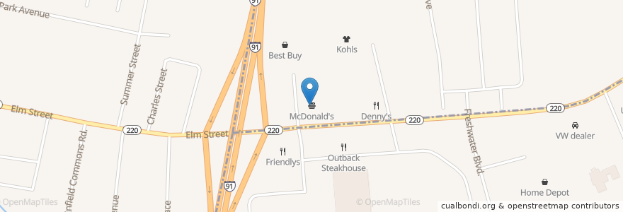Mapa de ubicacion de McDonald's en Stati Uniti D'America, Connecticut, Hartford County, Enfield.