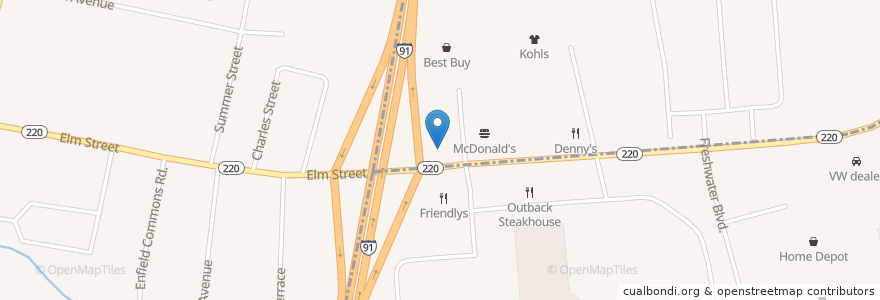 Mapa de ubicacion de Dunkin' Donuts en 美利坚合众国/美利堅合眾國, 康涅狄格州 / 康乃狄克州, Hartford County, Enfield.