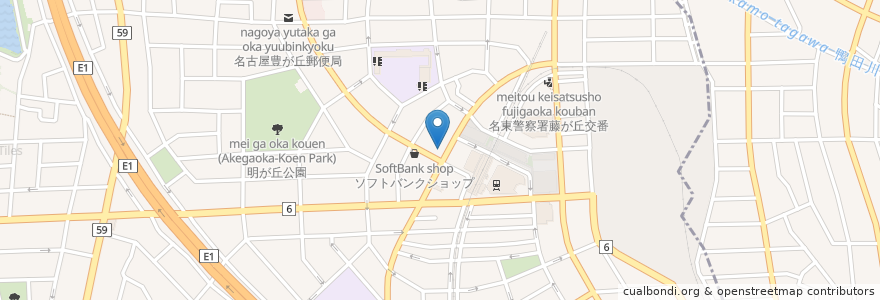 Mapa de ubicacion de 愛知銀行 en Japão, 愛知県, 長久手市, Nagoia, 名東区.