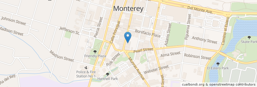 Mapa de ubicacion de Bull & Bear Whiskey Bar & Tap House en Amerika Birleşik Devletleri, Kaliforniya, Monterey County, Monterey.