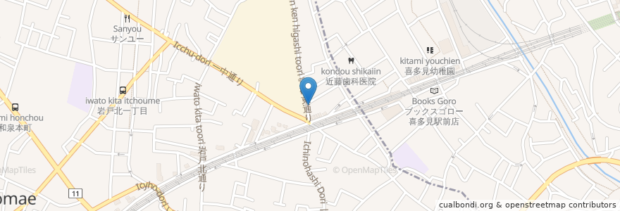 Mapa de ubicacion de 岩戸診療所 en Japonya, 東京都, 狛江市.