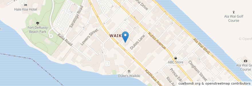 Mapa de ubicacion de Top of Waikiki Revolving Restaurant en 美利坚合众国/美利堅合眾國, United States Of America (Middle Hawai'ian Islands Territorial Waters), 夏威夷州, Honolulu, 檀香山市县.