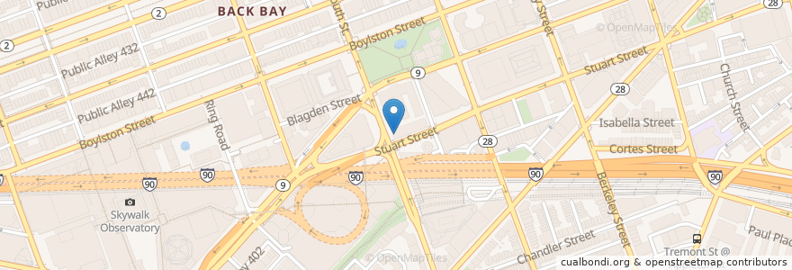 Mapa de ubicacion de Starbucks en Amerika Syarikat, Massachusetts, Suffolk County, Boston.