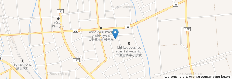 Mapa de ubicacion de 大野市東部児童センター en Japon, Préfecture De Fukui, 大野市.
