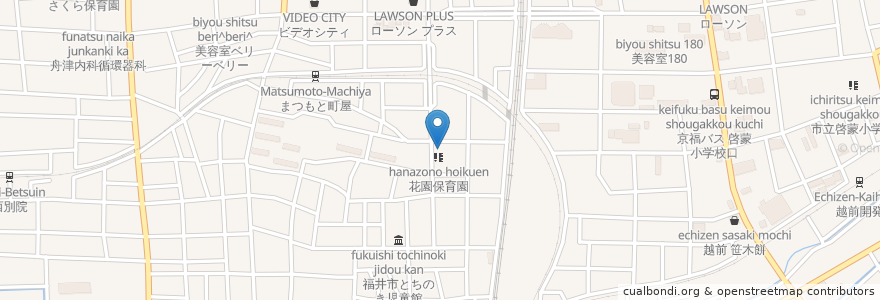 Mapa de ubicacion de 花園在宅介護支援センター en Japan, 福井県, 福井市.