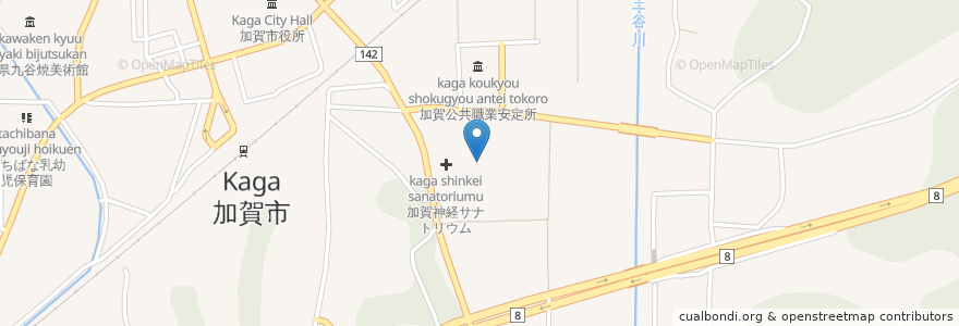 Mapa de ubicacion de ひだまり寮 en 日本, 石川県, 加賀市.