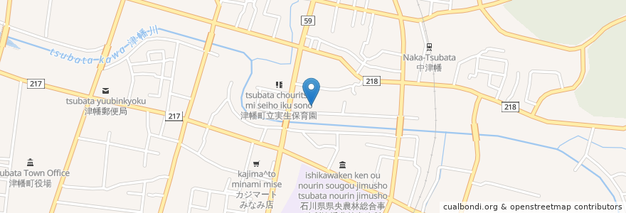 Mapa de ubicacion de 在宅介護支援センターしらとり en Japão, 石川県, 河北郡, 津幡町.