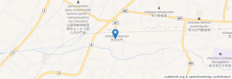 Mapa de ubicacion de 市川大門町在宅介護支援センター en 일본, 야마나시현, 西八代郡, 市川三郷町.