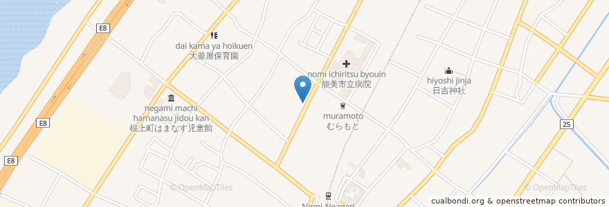 Mapa de ubicacion de 根上町在宅介護支援センター en ژاپن, 石川県, 能美市.