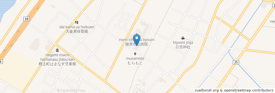 Mapa de ubicacion de 根上町立老人福祉センター白寿会館 en 日本, 石川県, 能美市.