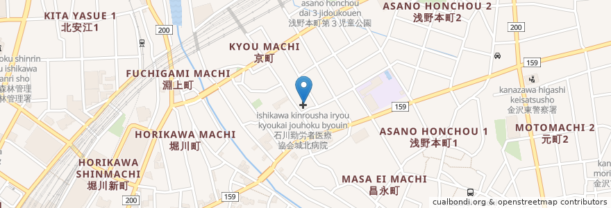 Mapa de ubicacion de 石川勤労者医療協会城北病院 en Japão, 石川県, 金沢市.