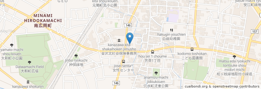 Mapa de ubicacion de 石川県母子福祉センター en Japan, 石川県, 金沢市.