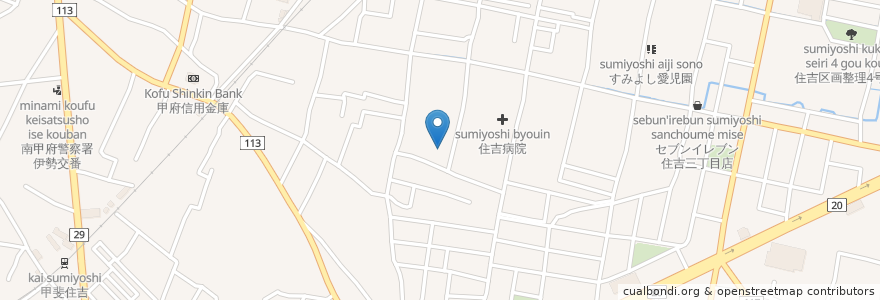 Mapa de ubicacion de 財団法人住吉病院すみよし寮 en 日本, 山梨県, 甲府市.