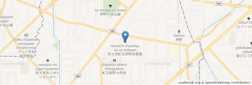 Mapa de ubicacion de 野々市町押野児童館 en Japonya, 石川県.