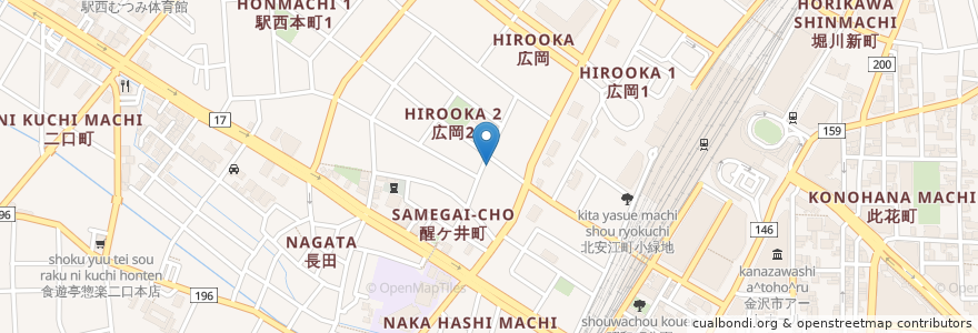 Mapa de ubicacion de 金沢お年寄り介護相談センター中央金沢朱鷺の苑 en 일본, 이시카와현, 金沢市.