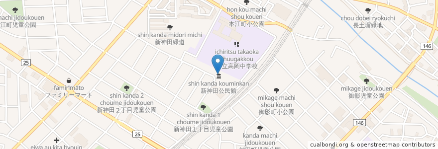 Mapa de ubicacion de 金沢市新神田老人憩の家 en Jepun, 石川県, 金沢市.