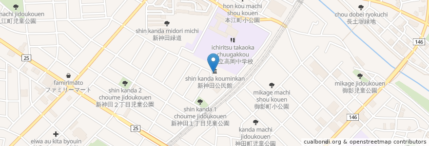 Mapa de ubicacion de 金沢市立新神田児童館 en Jepun, 石川県, 金沢市.