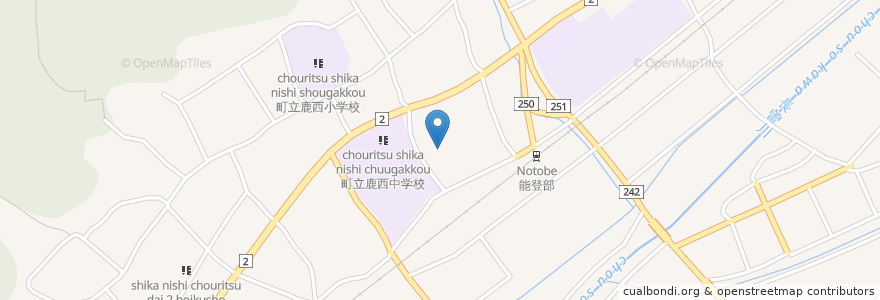 Mapa de ubicacion de 鹿西町在宅介護支援センター en 日本, 石川県, 鹿島郡, 中能登町.