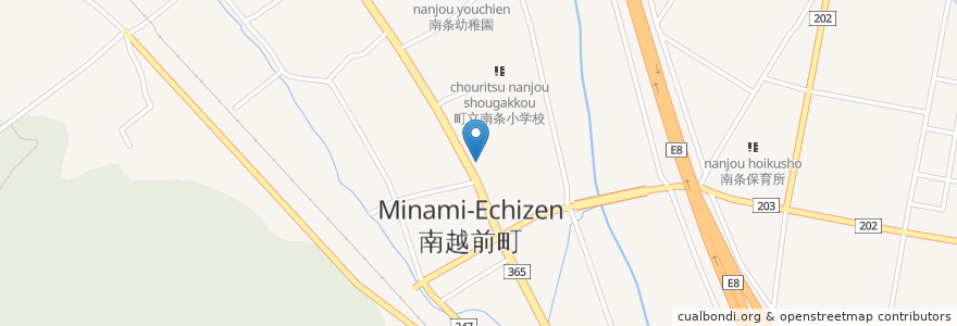 Mapa de ubicacion de 湯尾児童館 en Japón, Prefectura De Fukui, 南条郡, 南越前町.