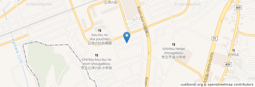 Mapa de ubicacion de アイリス成田在宅介護支援センター en 日本, 千葉県, 成田市.