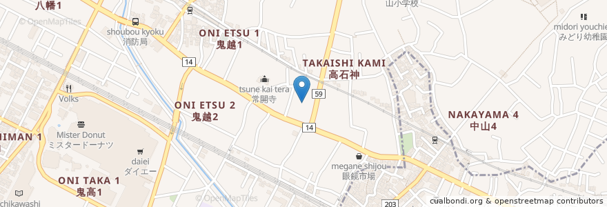 Mapa de ubicacion de 市川市高石神老人いこいの家 en Japón, Prefectura De Chiba, 市川市.