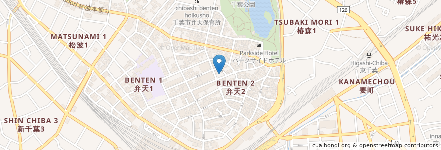 Mapa de ubicacion de 弁天児童遊園 en Japan, 千葉県, 千葉市, 中央区.