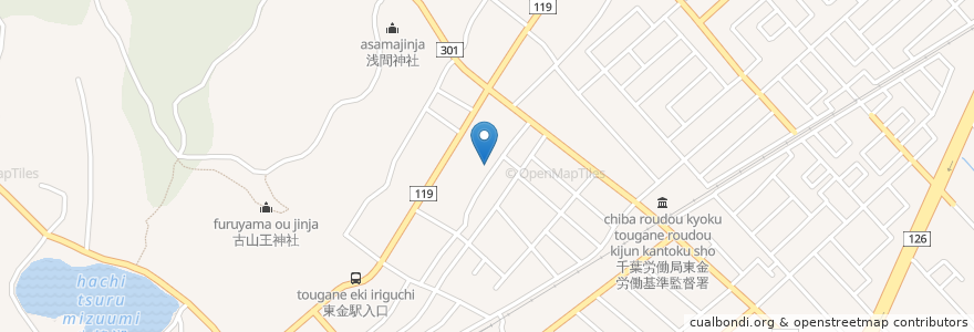 Mapa de ubicacion de 新宿児童遊園 en 日本, 千葉県, 東金市.