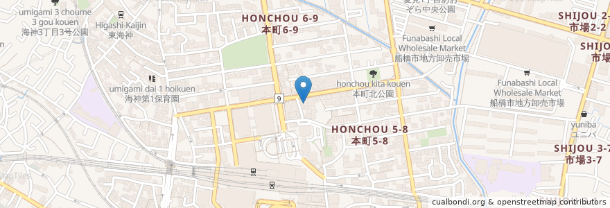 Mapa de ubicacion de 本町恵の郷在宅介護支援センター en Japan, Präfektur Chiba, 船橋市.