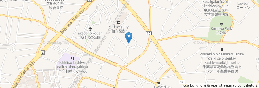 Mapa de ubicacion de 柏市中央老人福祉センター en Япония, Тиба, 柏市.