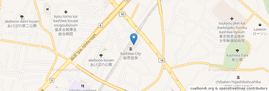 Mapa de ubicacion de 柏市基幹型在宅介護支援センター en ژاپن, 千葉県, 柏市.